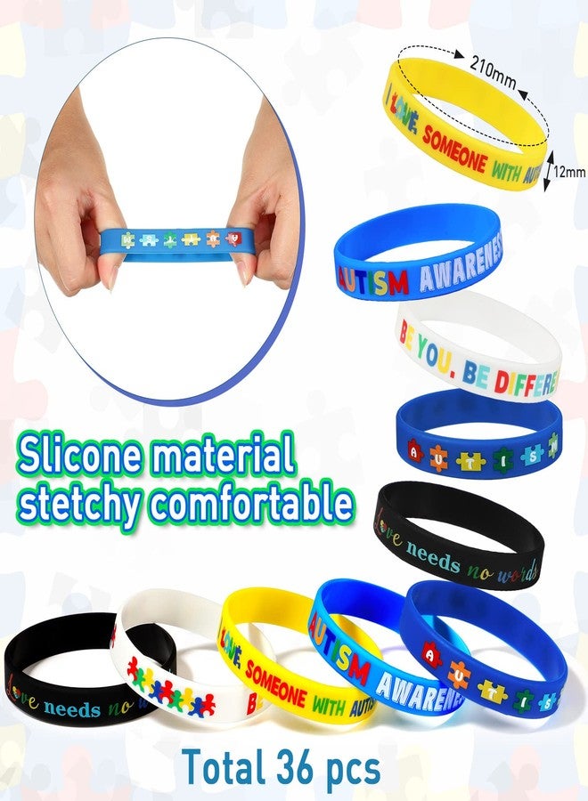 Honoson 72 Pcs Autism Awareness Party Favor, Colorful Puzzle Pieces Silicone Bracelet Rubber Wristband Autism Party Button Badge Pin for Autism Awareness Themed Party Kids Adults Birthday Party Supplies - Image 3