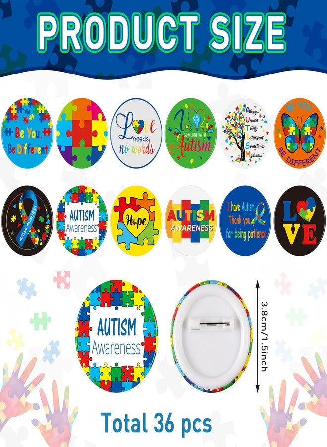 Honoson 72 Pcs Autism Awareness Party Favor, Colorful Puzzle Pieces Silicone Bracelet Rubber Wristband Autism Party Button Badge Pin for Autism Awareness Themed Party Kids Adults Birthday Party Supplies - Image 2