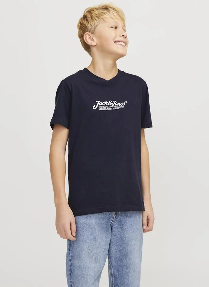 جاك وجونز جونيور Kids Logo Crew Neck T-Shirt