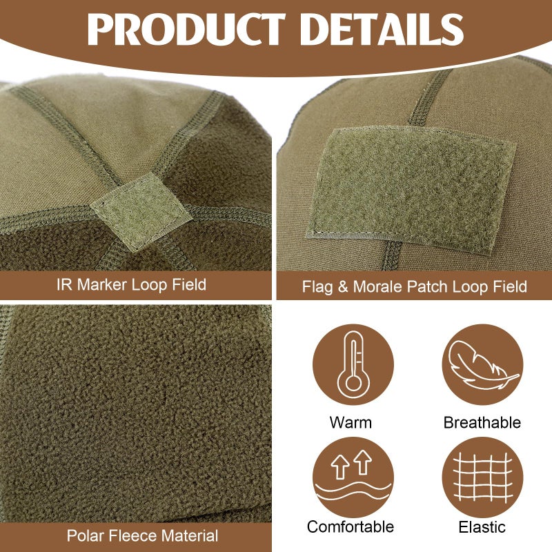 Chicingyou 3 Pcs Winter Tactical Cap with Patch Warm Baseball Cap with Ear Flap Fleece Operator Work Military Hat with Loop Field Fleece Beanie with Brim for Men - Image 3