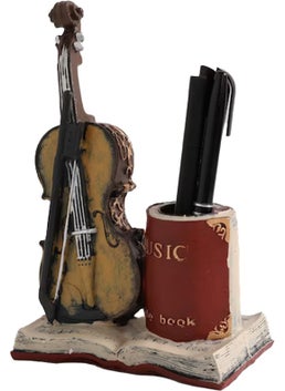 Keyfim Shop Decorative Violin Design Polyester Pencil Holder  - Image 1