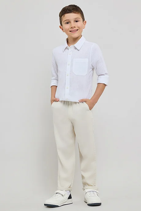 أر أند بي Solid Straight Fit Pants with Drawstring Waist