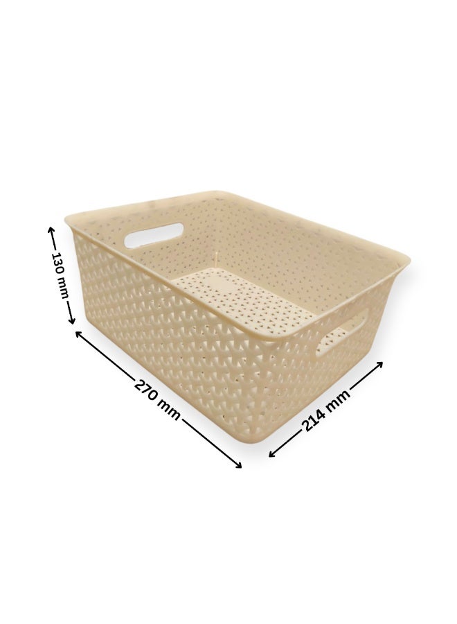 إس إن إتش مجموعة سلال تخزين من ٣ قطع | صناديق تنظيم بلاستيكية متعددة الاستخدامات بمقابض | حاويات أرفف مستطيلة قابلة للتكديس للمطبخ، والثلاجة، والحمام، والمخزن، والمكتب، والمنزل - Image 4