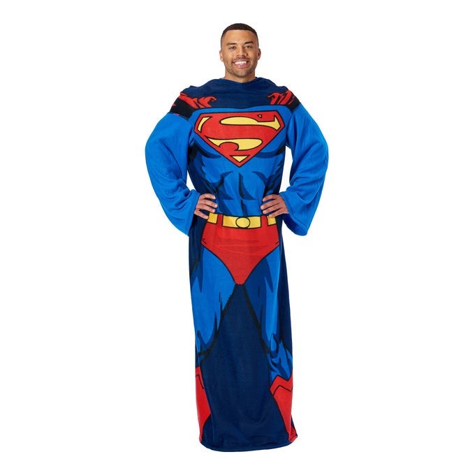 COMFY THROW BLANKET WITH SLEEVES ADULT48 X 71 INCHES ACTION SUPERMAN