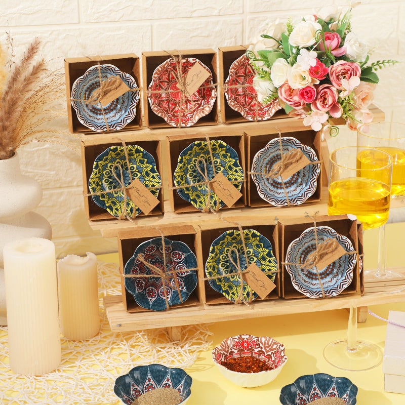 Yoande 12 Pcs Wedding Favors for Guests 3.3 Inches Small Ceramic Bowl Dipping Bowl Mexican Pottery Boho Dishes Wedding Souvenirs for Bridal Pooja Baby Shower Birthday Guest Return Gift(Bohemian) - Image 4