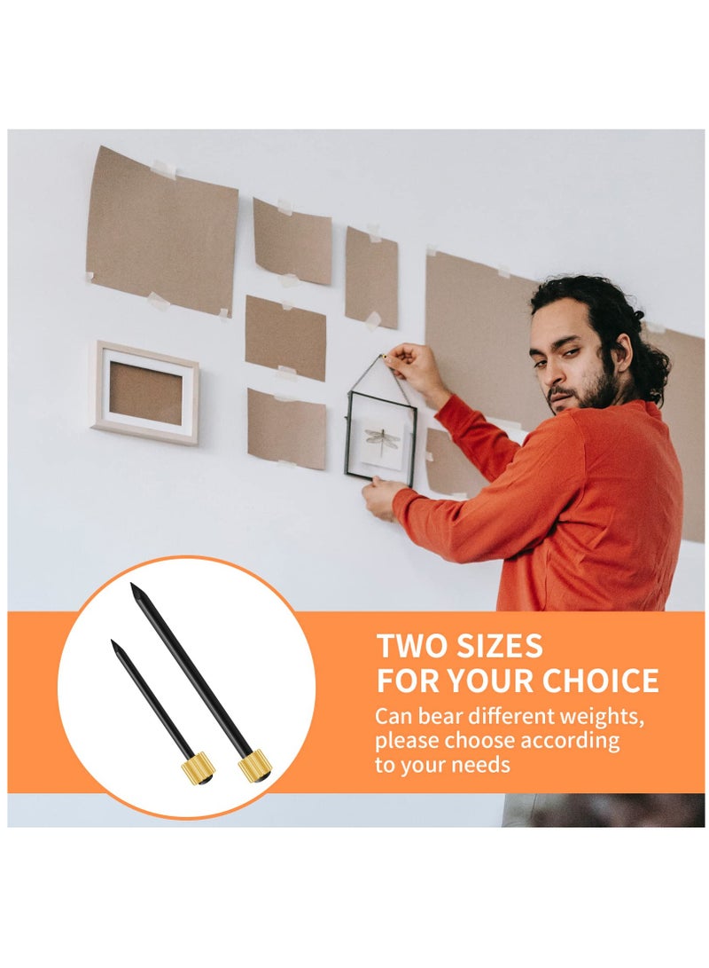 SOLARAE Picture Peg Frame Hanger Nail Set, Black Steel Nails and Brass Head Hanger Nail Hardware Holds Up to 5-30 lbs (2 Sizes, 50 Pieces) - Image 3