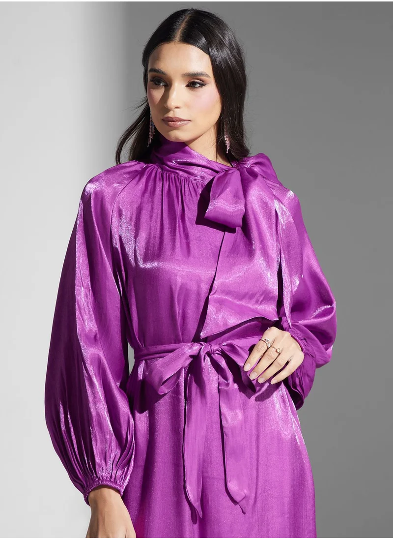 Khizana Neck Tie A-Line Dress