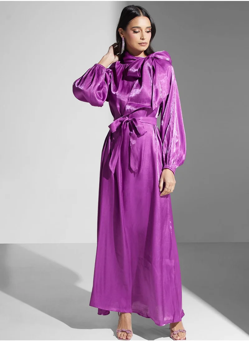 Khizana Neck Tie A-Line Dress