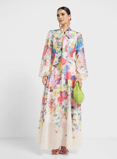 Khizana Floral Chiffon Maxi Dress
