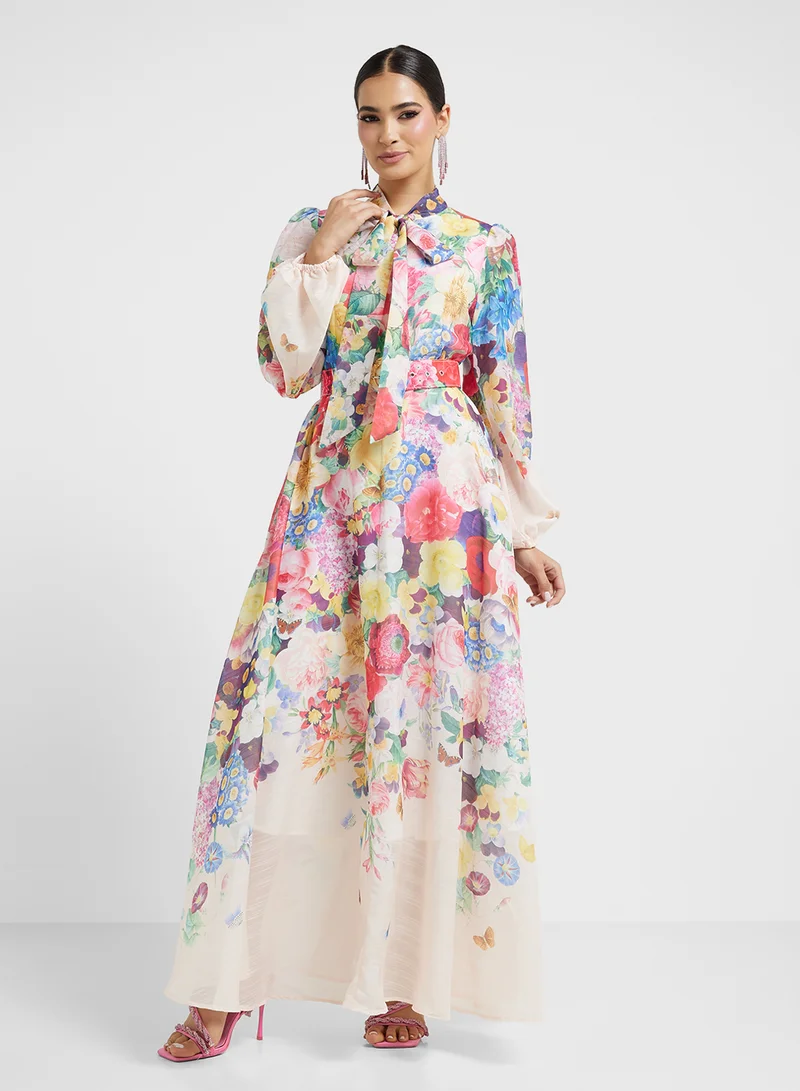 Khizana Floral Chiffon Maxi Dress