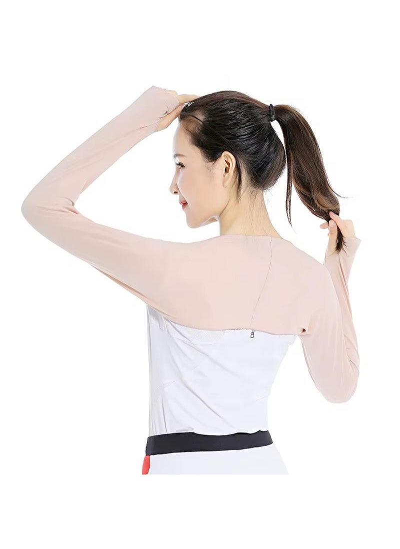 AGD - Cooling Shoulder Wrap, Arm Wrap, and Sun Protection Sleeves for Women and Men with Finger Hole for Golfing, Driving, Riding, and Fishing - White - Image 1