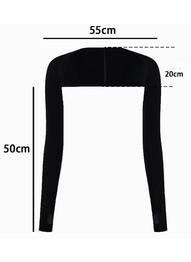 AGD - Cooling Shoulder Wrap, Arm Wrap, and Sun Protection Sleeves for Women and Men with Finger Hole for Golfing, Driving, Riding, and Fishing - White - Image 1