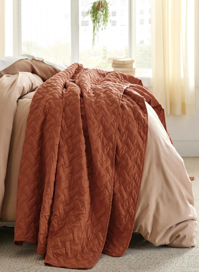 Bedsure King Size Quilt Set - Lightweight Summer Quilt King - Burnt Orange Bedspreads King Size - Bedding Coverlets for All Seasons (Includes 1 Quilt, 2 Shams) - Image 5