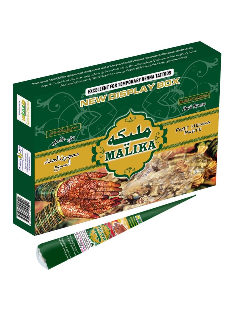 Malika - Pack Of 4 Malika Brown Henna Cone Mehndi | Henna Paste Cone Instant | Long-lasting No Harmful Chemical | Temporary Tattoo | Certified - Image 1