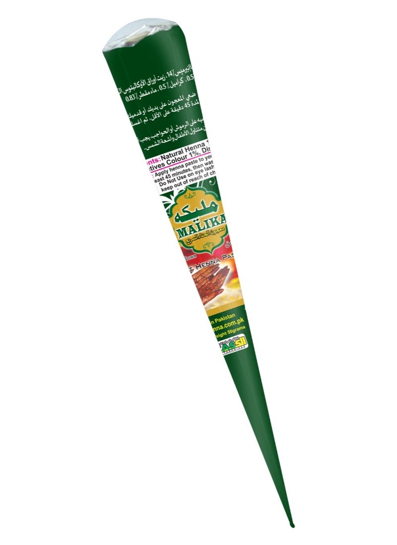 Malika - Pack Of 4 Malika Brown Henna Cone Mehndi | Henna Paste Cone Instant | Long-lasting No Harmful Chemical | Temporary Tattoo | Certified - Image 1