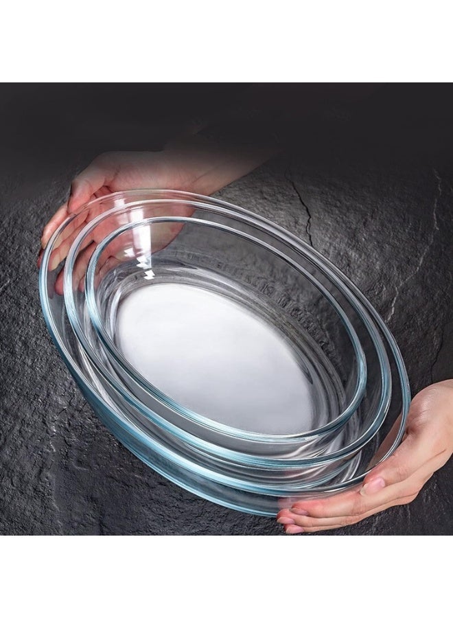 ماستر جولد طقم صواني فرن زجاجية مكون من 3 قطع، مقاومة للحرارة، بيضاوية الشكل، 1.6 + 2.4 + 3.2 لتر | طقم صواني خبز زجاجية شفافة | آمنة للاستخدام في الفرن والميكروويف | صينية فرن متعددة الاستخدامات | أطباق تحميص - Image 3