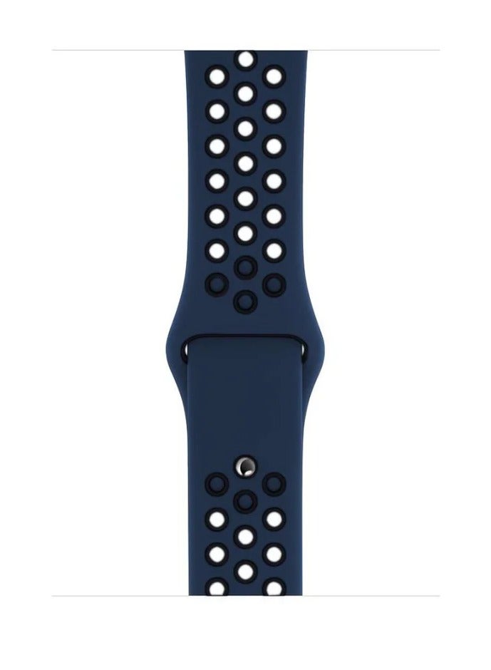 Watch Silicone Sport Watch Band Compatible with Apple Watch 42mm 44mm 45mm 46mm 49mm Apple Watch Ultra 1/2/3, SE, Series 11/10/9/8/7/6/5/4/3/2/1 | Breathable Ventilated Replacement Strap |  Blue and Black - Image 2
