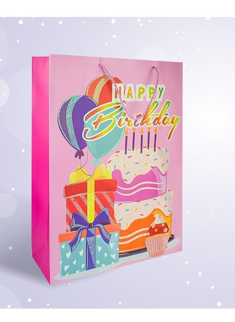 UKR UKR 4-Pc Jumbo Birthday Gift Bags - 55x40 cm Colorful Happy Birthday Party Favor Bags with Handles for Boys & Girls (Set B)  - Image 5