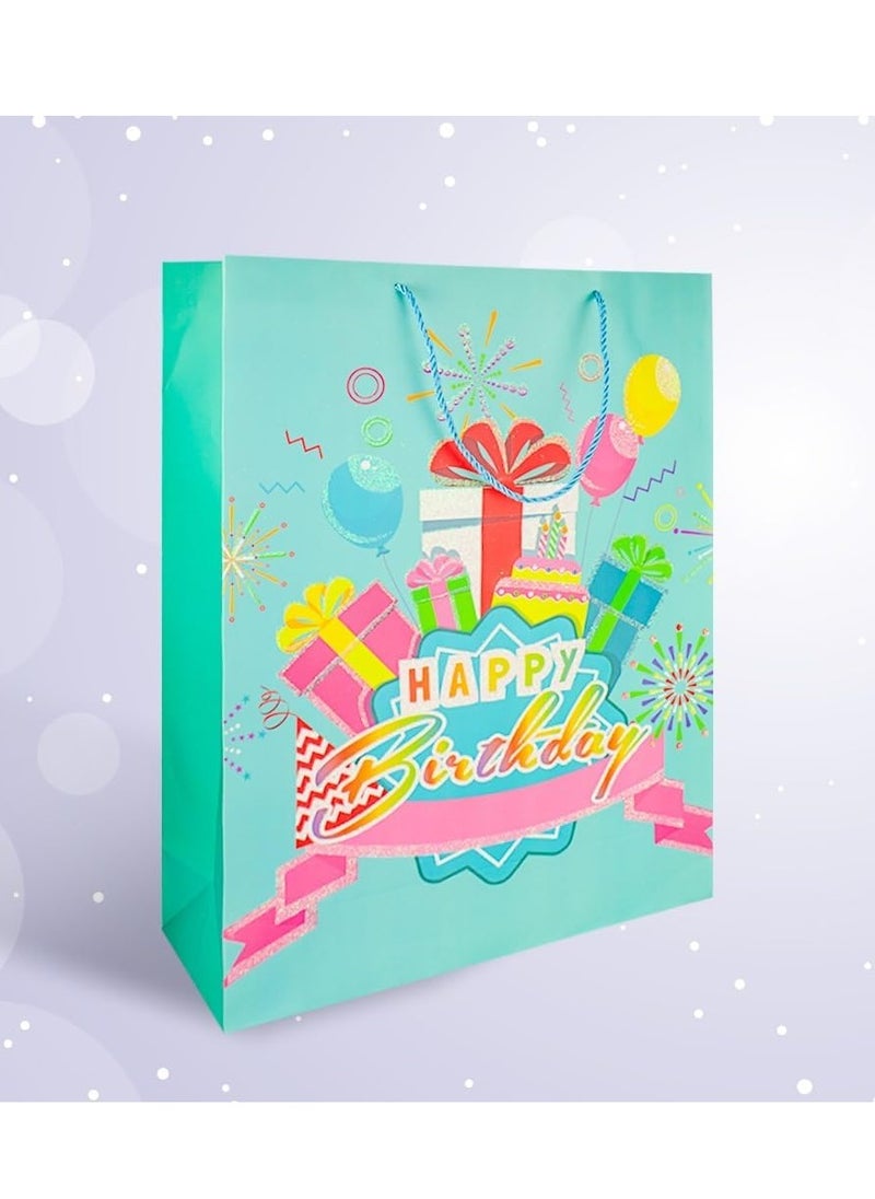 UKR UKR 4-Pc Jumbo Birthday Gift Bags - 55x40 cm Colorful Happy Birthday Party Favor Bags with Handles for Boys & Girls (Set B)  - Image 3