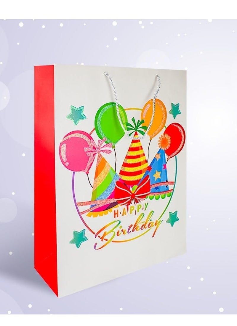 UKR UKR 4-Pc Jumbo Birthday Gift Bags - 55x40 cm Colorful Happy Birthday Party Favor Bags with Handles for Boys & Girls (Set B)  - Image 4