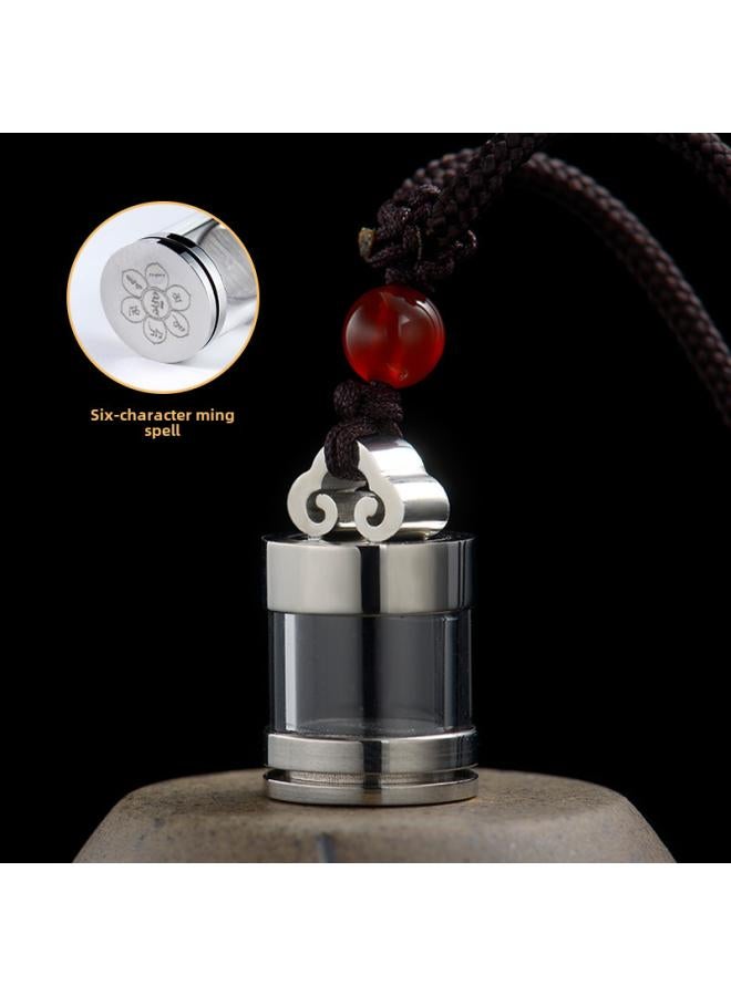 Titanium Steel Hollow Pendant Can Be Opened Cinnabar Pendant Crystal Pendant Gabu Bottle Stainless Steel Diy Accessories