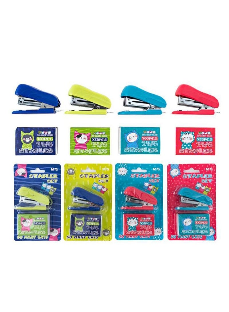 M&G Chenguang So Many Cats Mini Stapler 24/6 Stapler Set with Pack of Stapless - 1pcs - No:ABS916S6 - Image 1