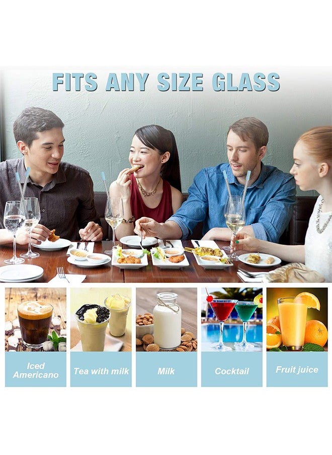 Stainless Steel Telescopic Straws, Portable Collapsible Straws, with Cleaning Brush for Cold Water Coffee Juice (Blue)