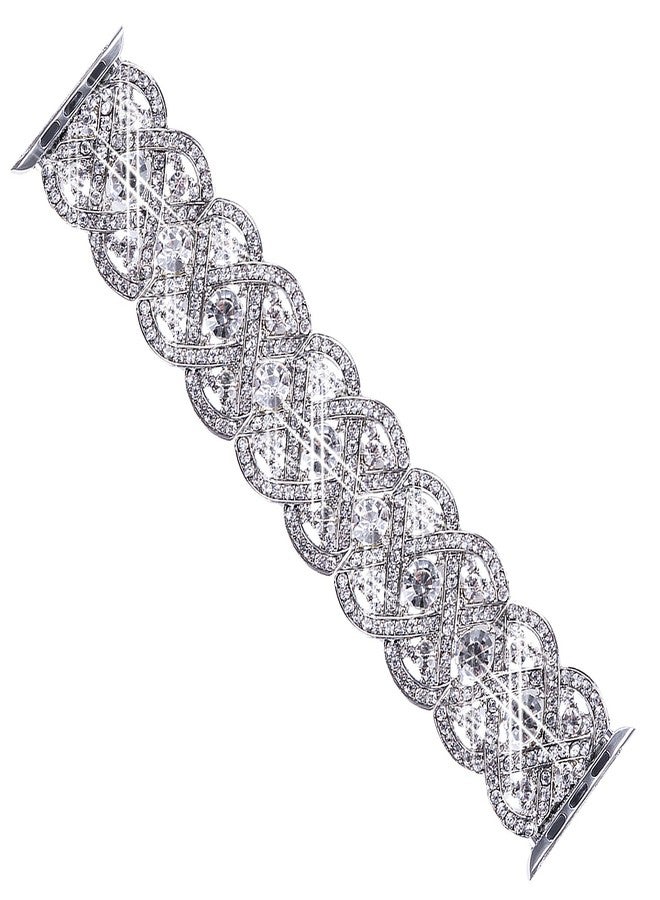 VIQIV Bling Bands Compatible with Apple Watch Ultra Band 38mm 40mm 41mm 42mm 44mm 45mm 49mm Iwatch Series SE 9 8 7 6 5 4 3 2 1, Diamond Rhinestone Stainless Steel Metal Bracelet Wristband Strap for - Image 4