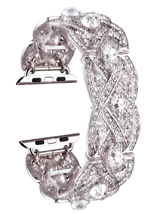 VIQIV Bling Bands Compatible with Apple Watch Ultra Band 38mm 40mm 41mm 42mm 44mm 45mm 49mm Iwatch Series SE 9 8 7 6 5 4 3 2 1, Diamond Rhinestone Stainless Steel Metal Bracelet Wristband Strap for - Image 1