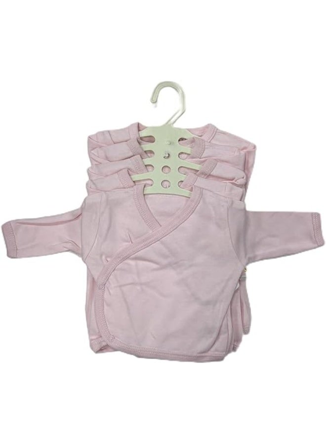 فيشين VITION عبوة من 5 قمصان بأكمام طويلة بأزرار جانبية للأطفال من عمر 0 ​​إلى 3 أشهر، قمصان كيمونو قطنية مريحة للأطفال (صنع في تركيا) - Image 1