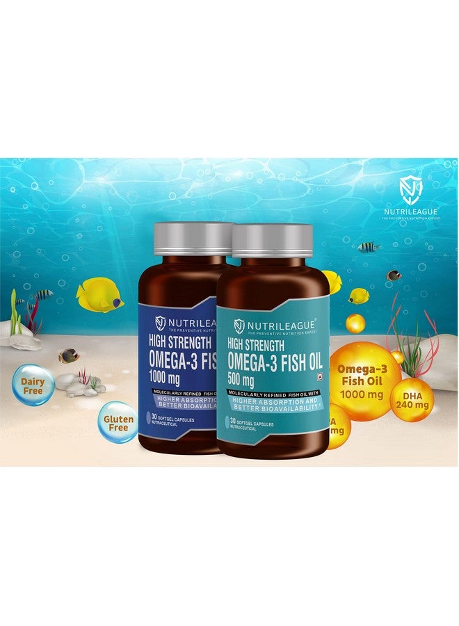 Nutrileague Nutrileague High Strength Omega - 3 Fish Oil 1000 mg | 2X EPA:DHA | Omega - 3 Fish Oil 1000 mg | Softgel Capsules | Good for Heart Health & Brain Function | Nonveg (Pack Of 1)  - Image 4