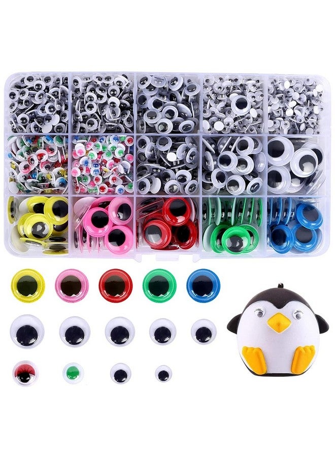 HASTHIP® 1500pcs Googly Eyes for Craft, Self-Adhesive Wiggle Eyes Stickers Kit, Assorted Colors & Sizes Funny Plastic Googly Eyes for DIY Silly Sock Puppets Doll Toy - Image 1