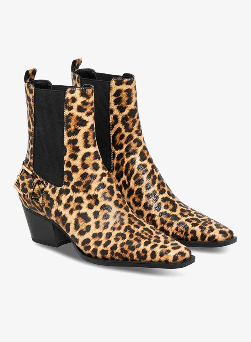 Celeste BROWN Women's Slip-On Ankle Boots with Block Heels for Women | Best Price UAE
