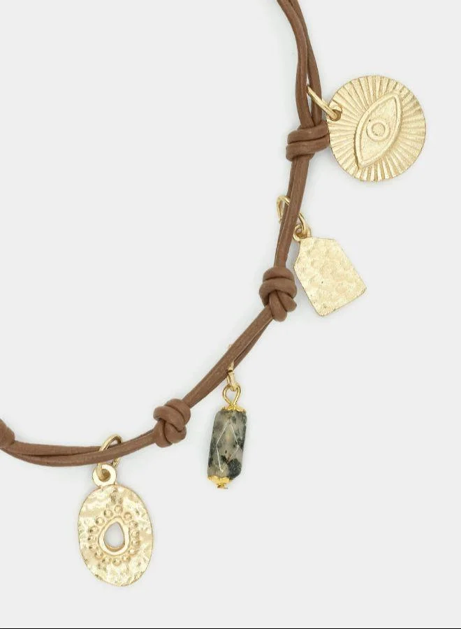 بارفوا سوار حبل جلدي مع تعاويذ