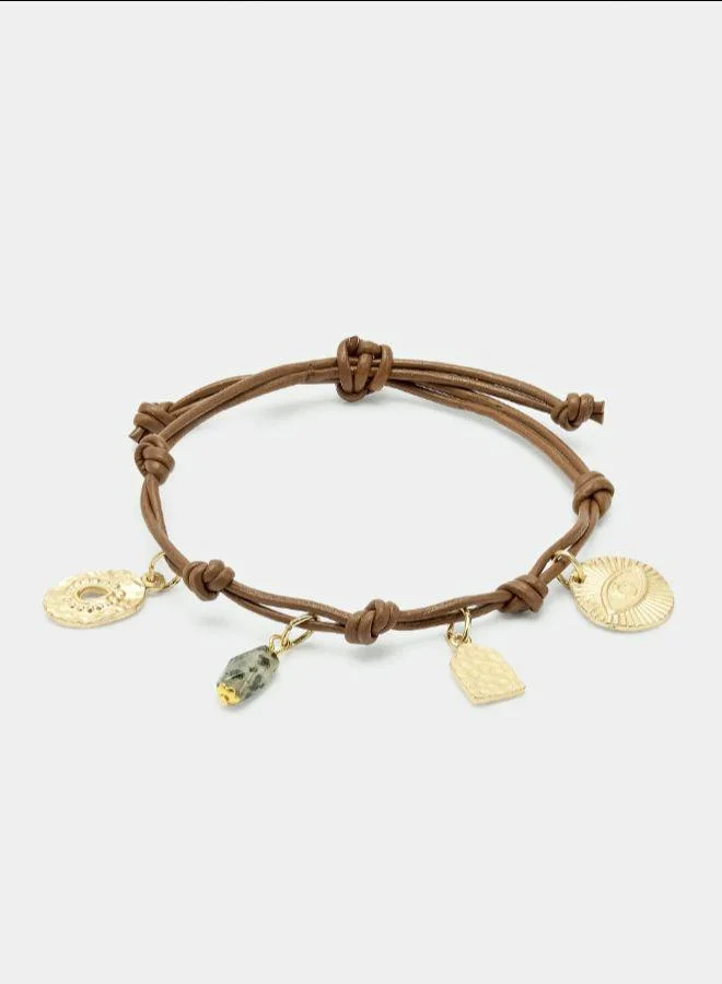 بارفوا سوار حبل جلدي مع تعاويذ