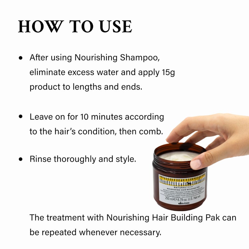Davines Naturaltech NOURISHING Hair Building Pack, Restructure The Hair Shaft While Adding Shine And Body, 8.79 oz. - Image 4