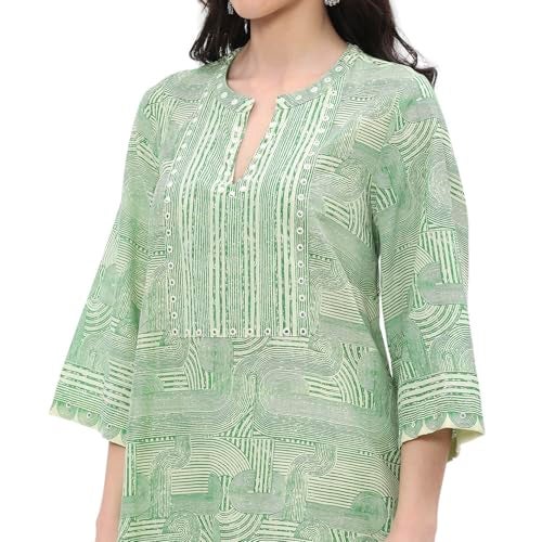 BIBA Women Green Straight Kurta_40 - Image 5