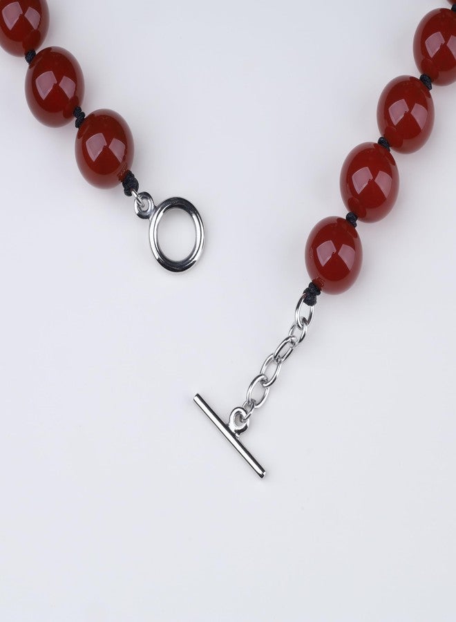 GAVU 14mm Beaded Choker Necklace for Women, Natural Gemstones Red Carnelian Necklace for Women 16.5" - Image 5