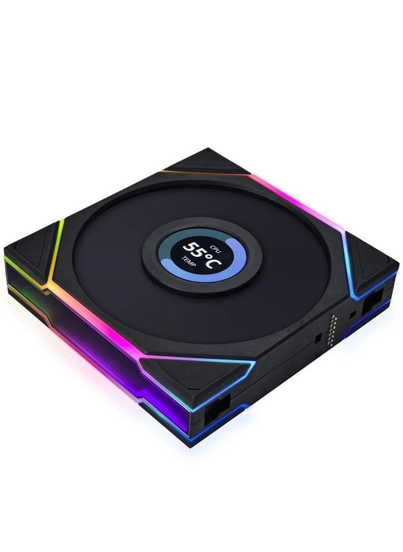 LIAN LI - UNI FAN TL LCD 120 RGB 1x120mm Reverse Blade Case Fan - Black - Image 1