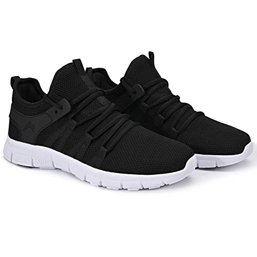INZCOU Running Walking Shoes Lightweight Tennis Shoes Non Slip Gym Workout Shoes Breathable Mesh Walking Sneakers Black White 7.5women / 6.5men - Image 4