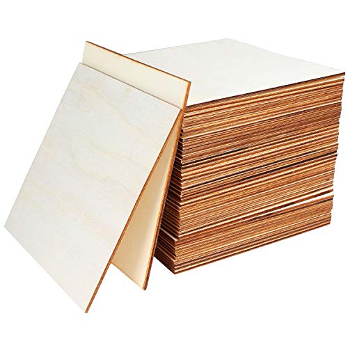 ZOEYES 50 Pieces 6x6 Inch Wood Squares Unfinished Basswood Plywood Wooden Sheets 1/8 inch Thick Blank Wood Squares for Crafts Painting Scrabble Tiles Mini House Building Wooden Plate Architectural Model - Image 1