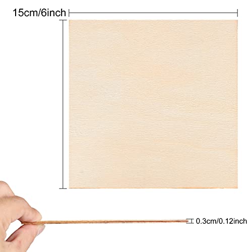 ZOEYES 50 Pieces 6x6 Inch Wood Squares Unfinished Basswood Plywood Wooden Sheets 1/8 inch Thick Blank Wood Squares for Crafts Painting Scrabble Tiles Mini House Building Wooden Plate Architectural Model - Image 2