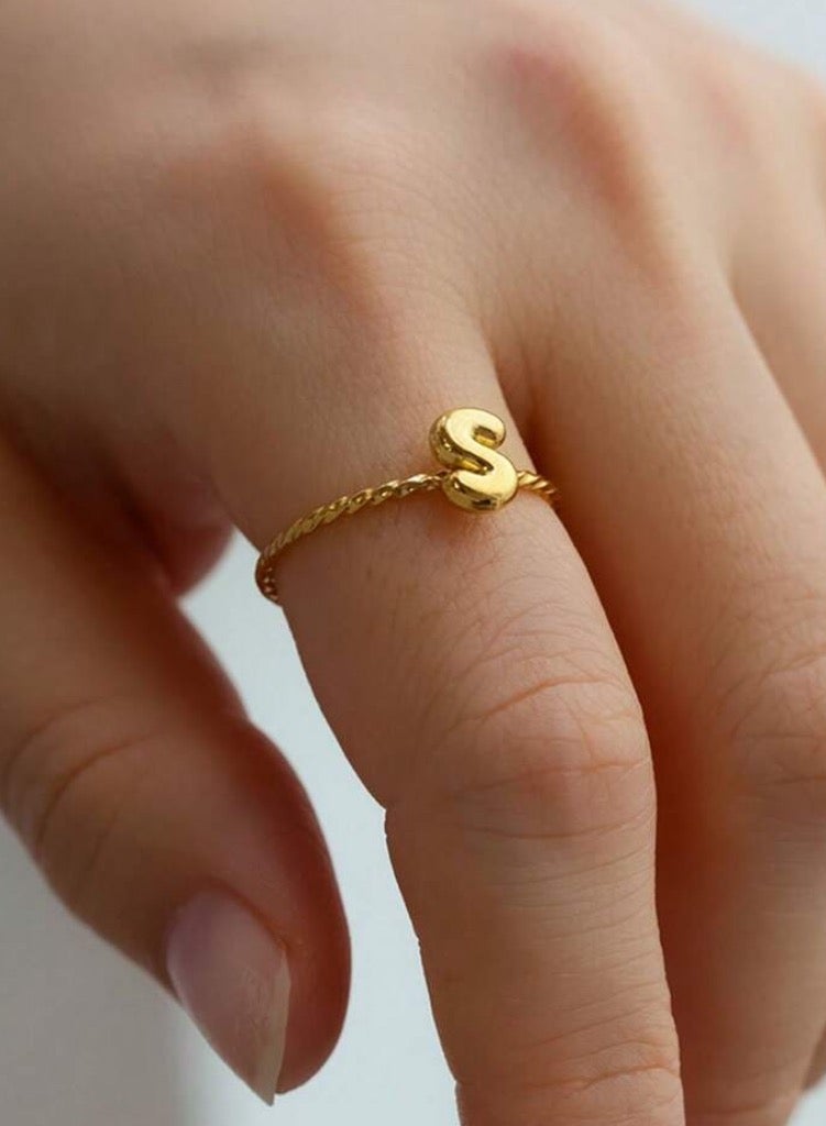 Equal Stainless Steel Gold Plated Ring For Women One Size Designed With Letter - Image 1