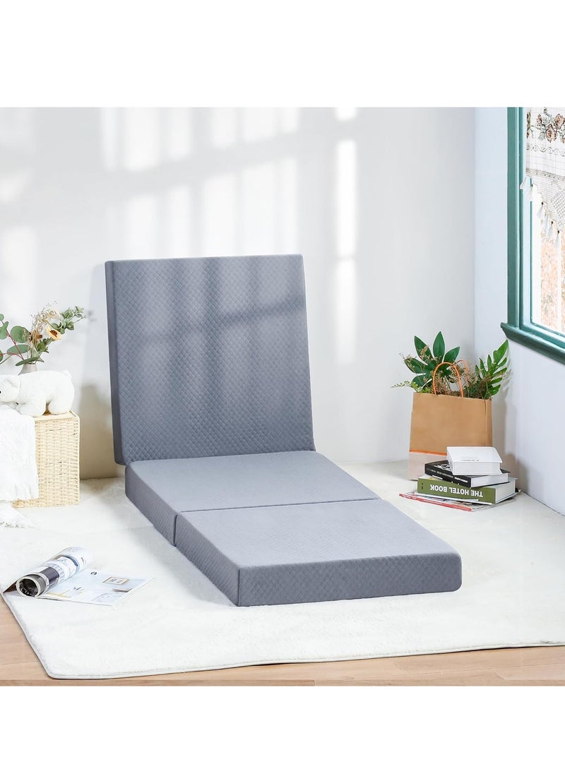 VITAL - VITAL Tri-Folding Memory Foam Topper 4 Single Size Play Mat Foldable Bed Guest Beds Portable Bed - Image 1