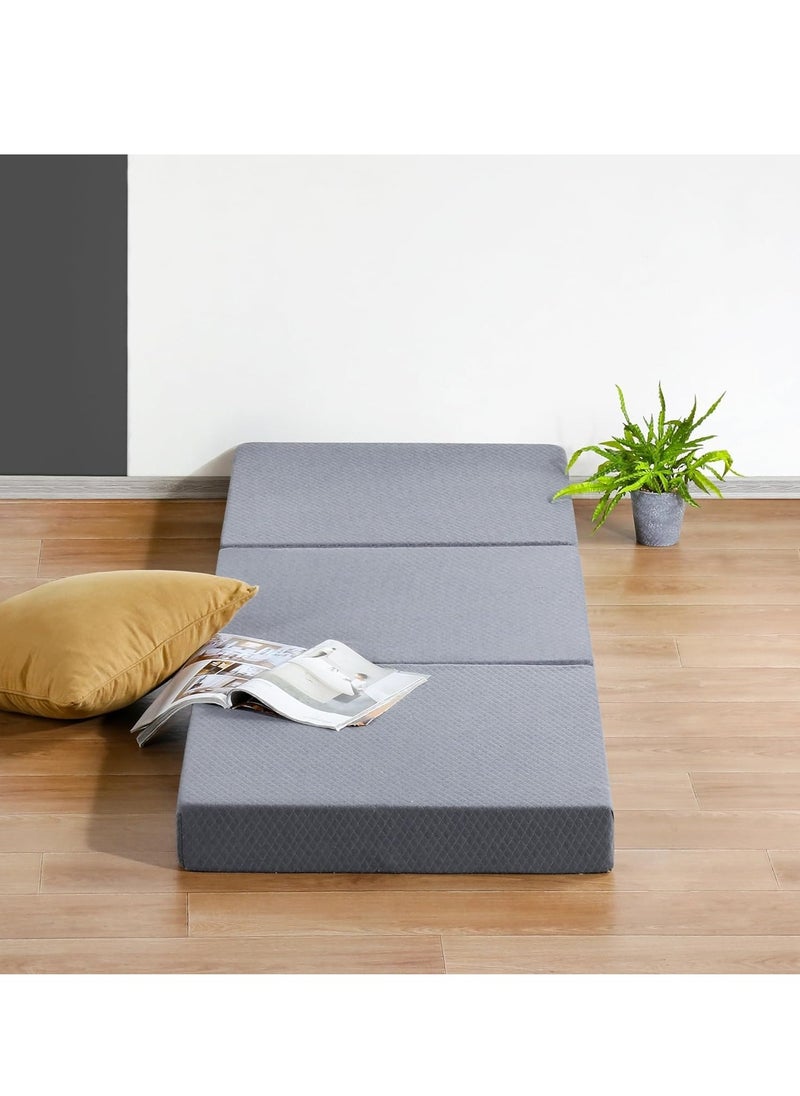 VITAL - VITAL Tri-Folding Memory Foam Topper 4 Single Size Play Mat Foldable Bed Guest Beds Portable Bed - Image 1