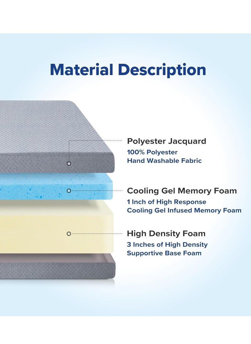 VITAL - VITAL Tri-Folding Memory Foam Topper 4 Single Size Play Mat Foldable Bed Guest Beds Portable Bed - Image 1