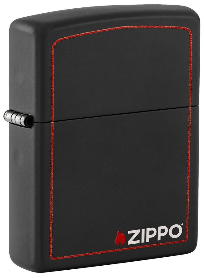 Zippo •218ZB Black Matte, W/Zippo & Border - Image 1