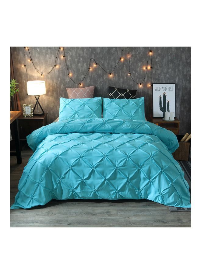 NIBEMINENT 3-Piece Silk Flower Design Bedding Set Polyester Blue Single - Image 1