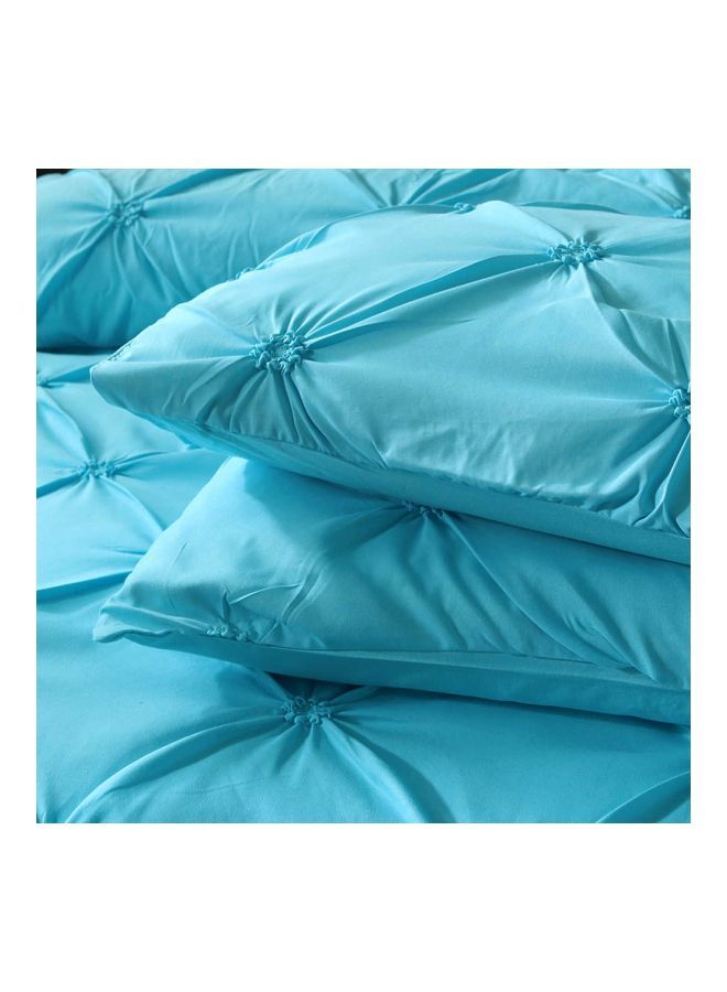 NIBEMINENT 3-Piece Silk Flower Design Bedding Set Polyester Blue Single - Image 4