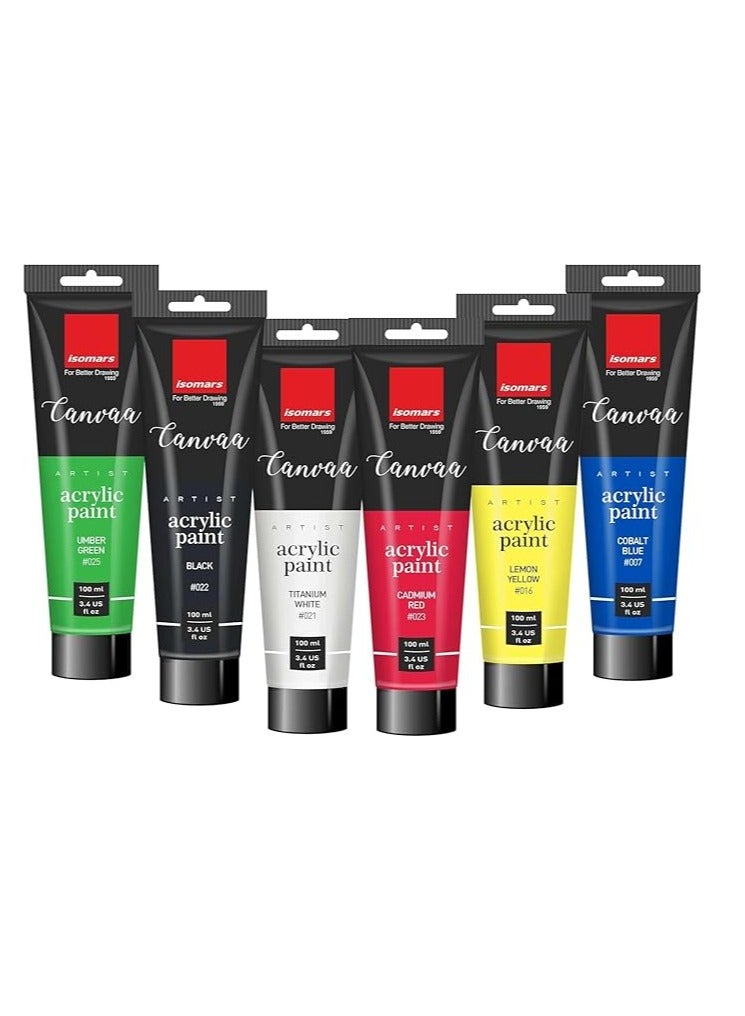 Isomers Canvaa Acrylic Paint 100ml - Set of 12 Vibrant Pigmented & Fadeproof Colors - ARTIST SERIES - For Canvas Painting, Scrap Book, Paper Board, Wood & Terracotta etc - Image 3